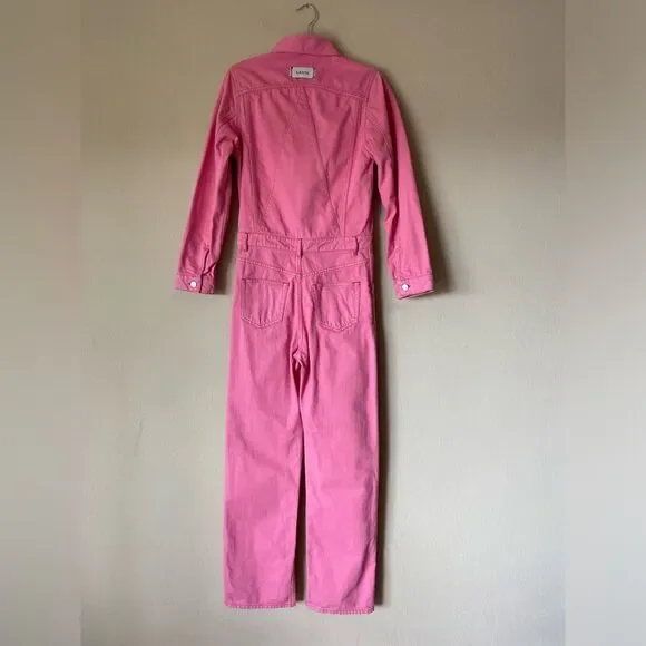 Ganni Pink Jumpsuit Boilersuit Cotton Denim Size 2